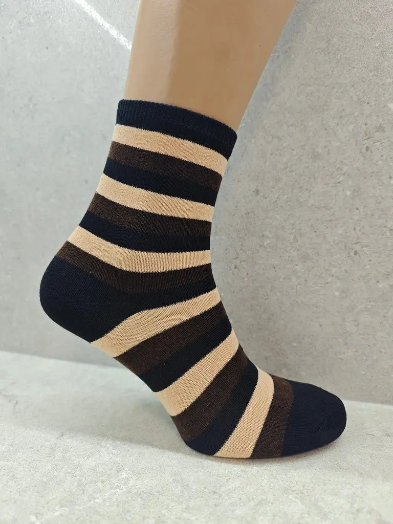 Pack Of 6 12 24 Pairs Womens Colourful Striped Socks Angel Wishes