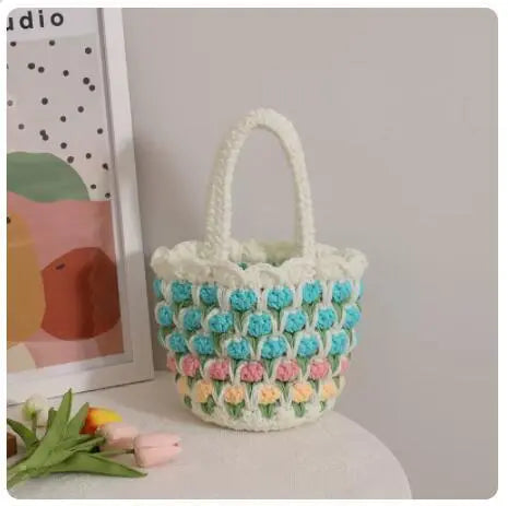 Tulip Flower Hand Woven Wool Covered Crochet Angel Wishes