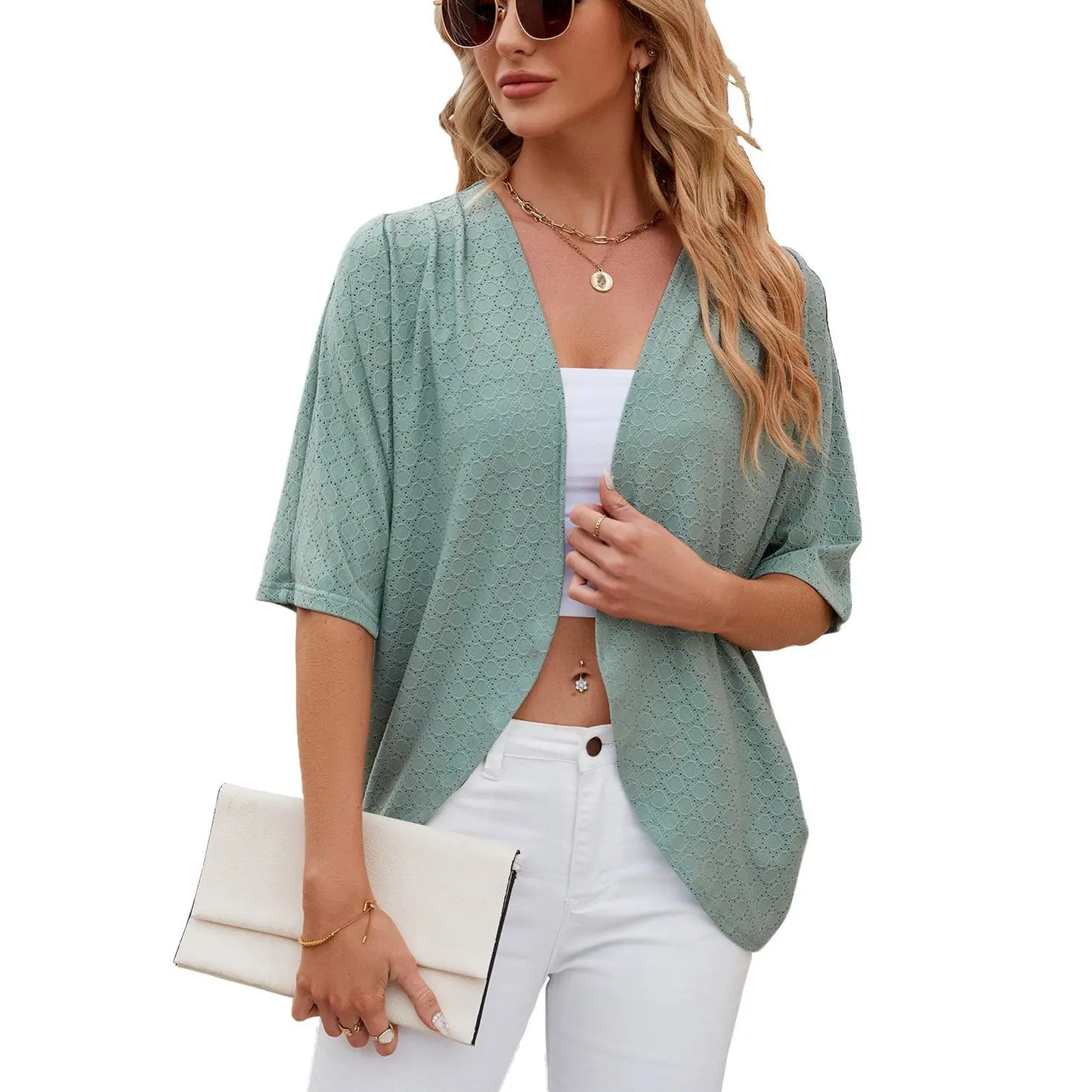 Half Sleeves Cardigan Knitted Cardigan Coat Office Cardigan Angel Wishes