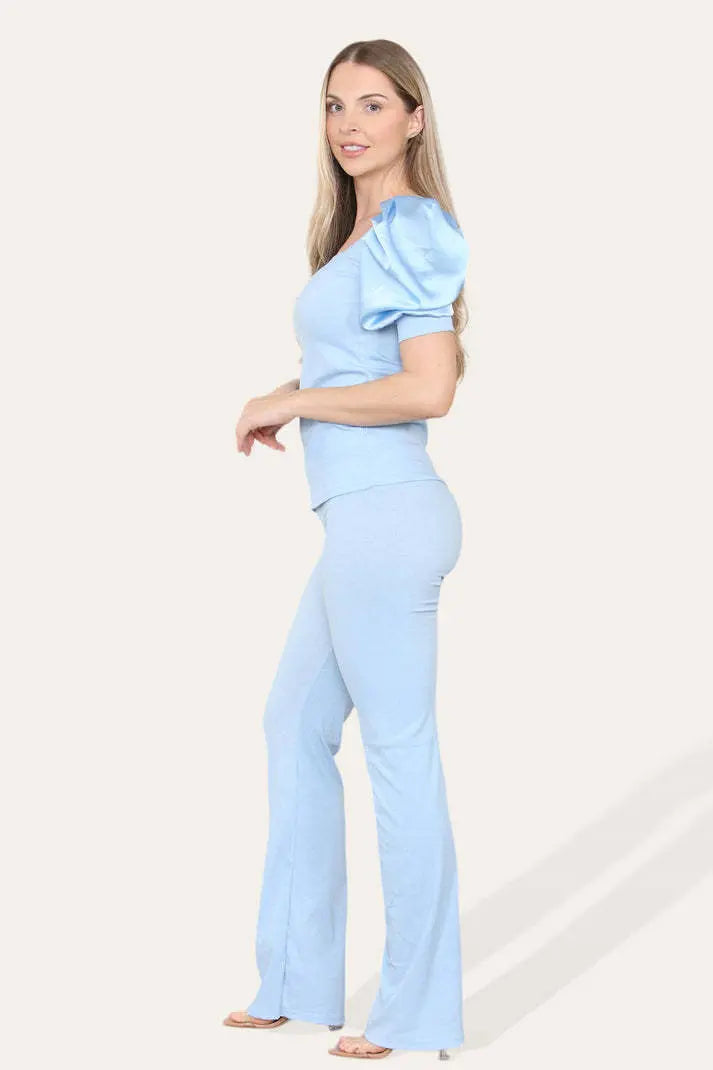 Silky Satin Sleeves Ribbed Lounge Set Angel Wishes
