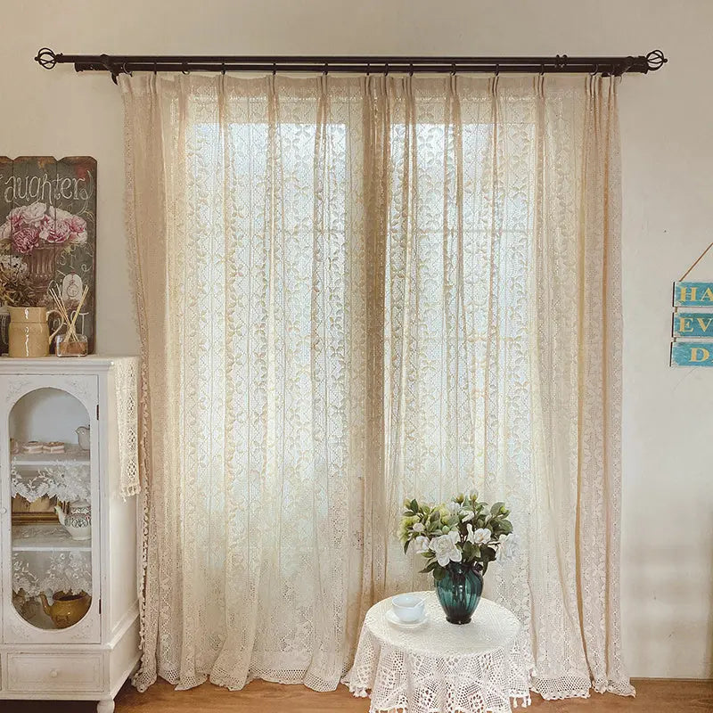 Cotton Linen Crochet Hollow Living Room Curtains Angel Wishes