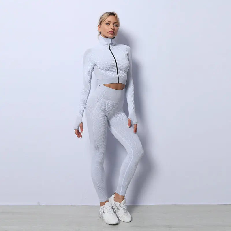 3PCS Yoga Set Seamless Sport Set Women Gym Clothing Leggings Women Crop Top Sports Bra Women Fitness Gym Set Womens Outfits Tracksuit Angel Wishes