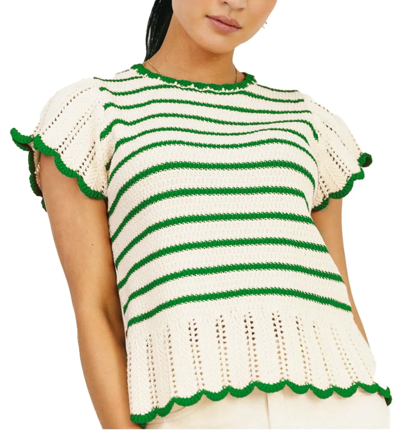 Striped Crochet Top Angel Wishes