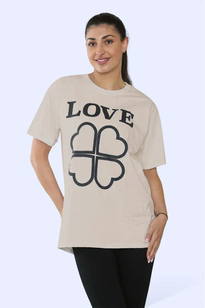 Ladies Love Printed Short Sleeve T-Shirt Top Angel Wishes