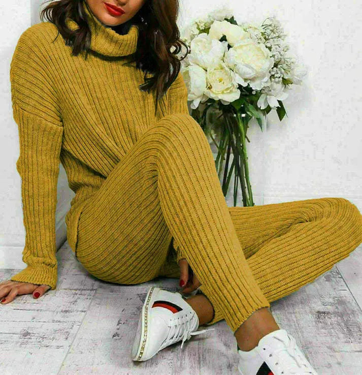 Chunky Knitted Ribbed Top And Leggings Loungewear Set Angel Wishes