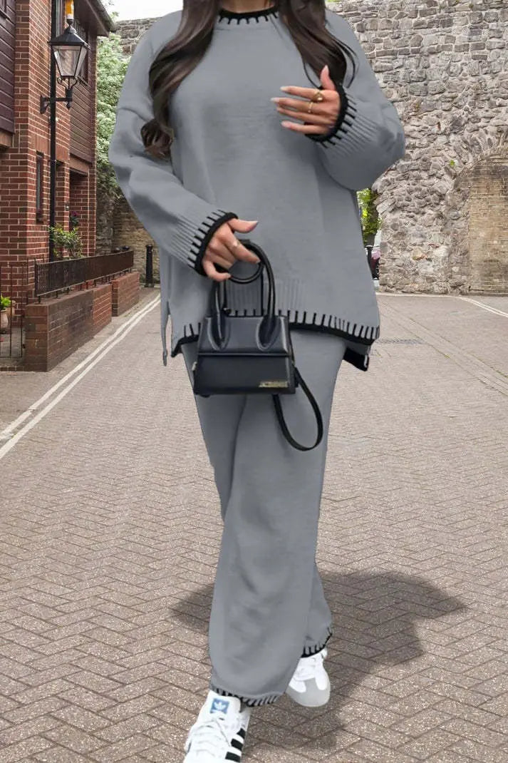 Stitched Stylish 2-Piece Knitted Lounge Comfort Co-Ord Set Angel Wishes