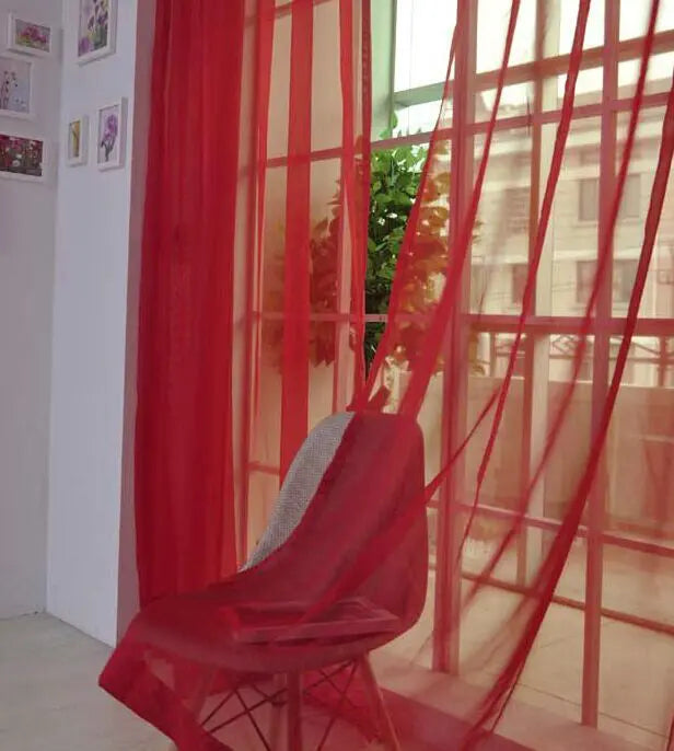 Solid Color Glass Mesh Curtains Transparent Color Ready-made Curtain Punch-free Angel Wishes