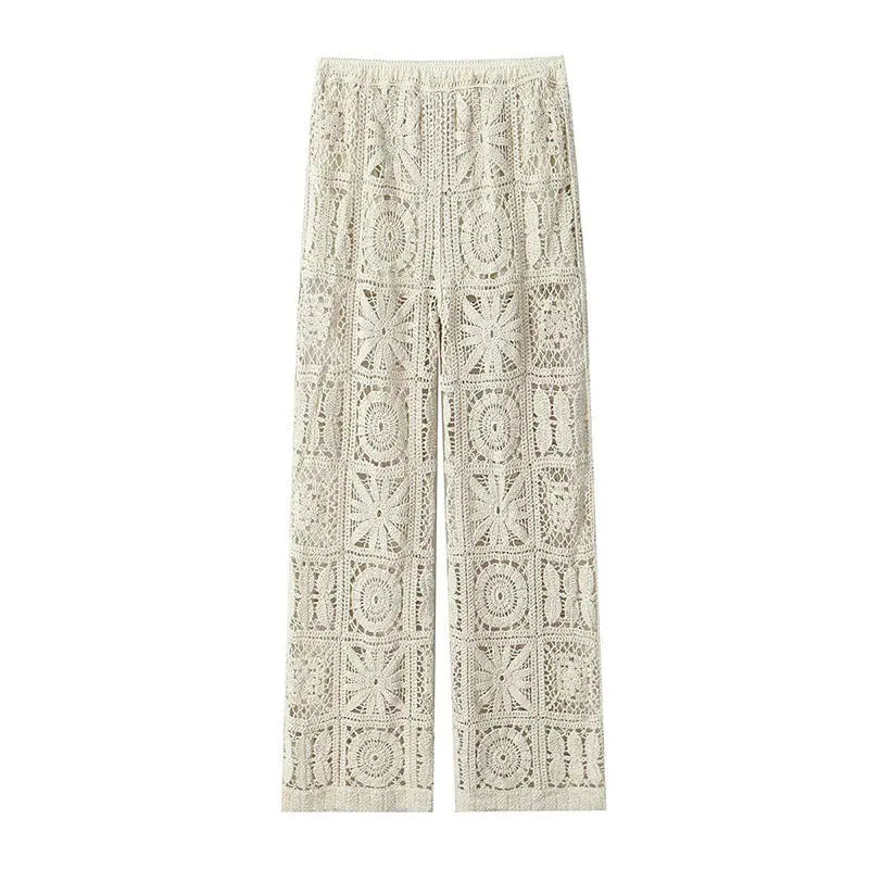 Knitted Cardigan Wide-leg Lace Trousers Angel Wishes
