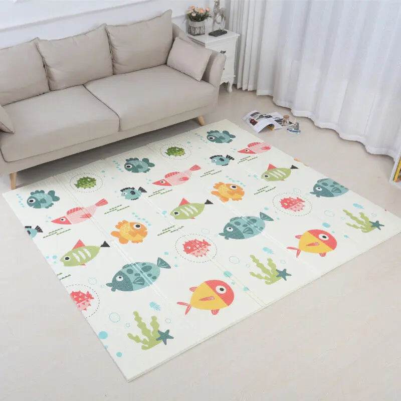 2 Sided Baby Play Mat Reversible Baby Kids Crawling Mat Folding Waterproof Mat Angel Wishes