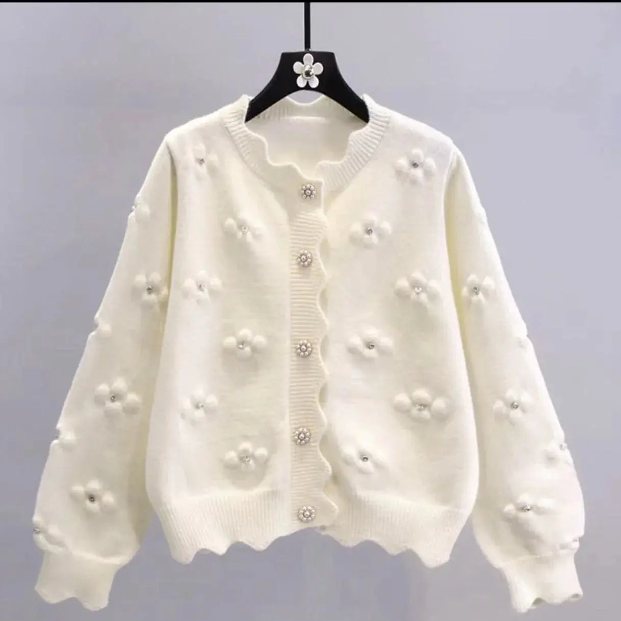 Beaded knitted Small Flower Cardigan Angel Wishes