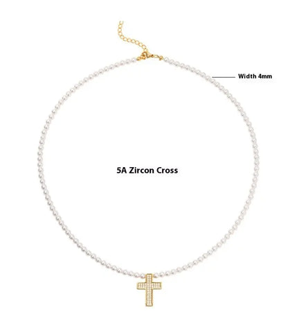 Men's Women Hip-hop Retro Pearl Necklace Angel Wishes