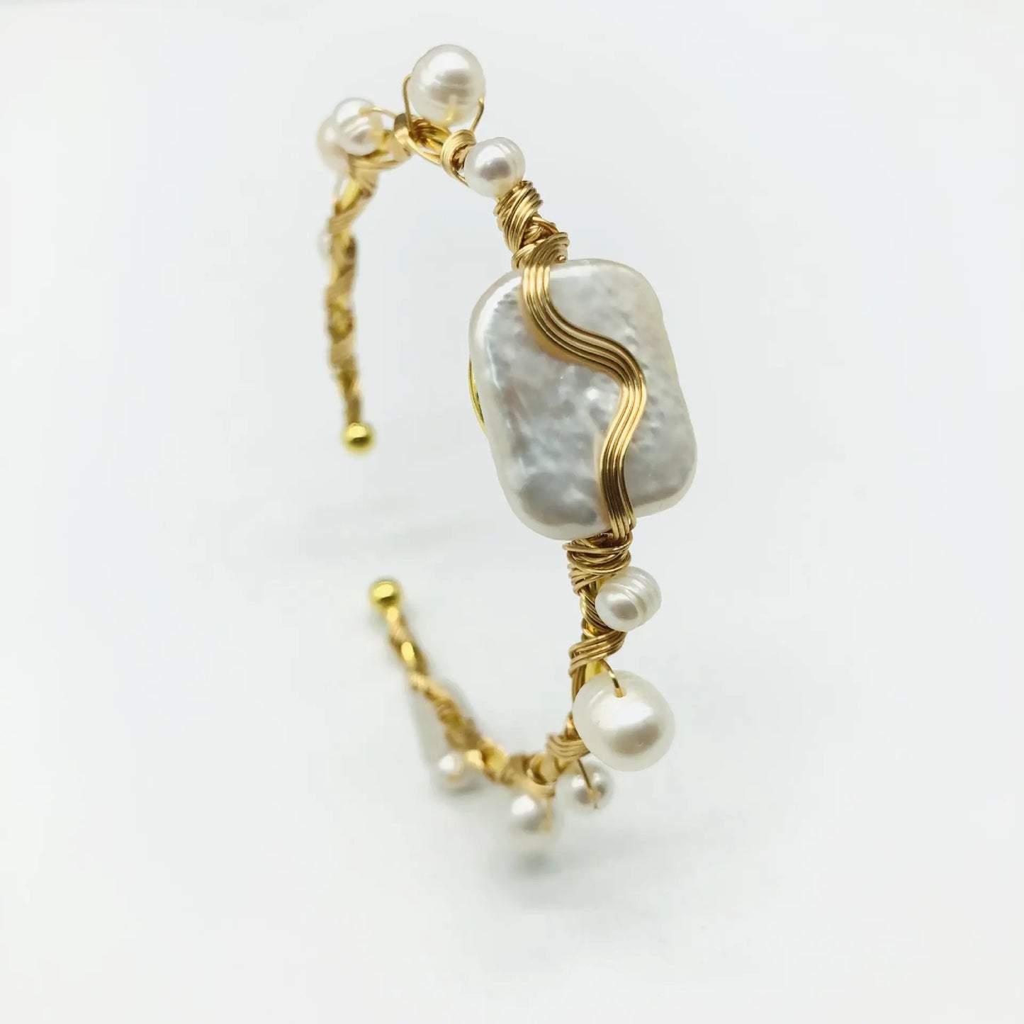 Natural Freshwater Pearl Handmade Wire-wrapped Bracelet Angel Wishes