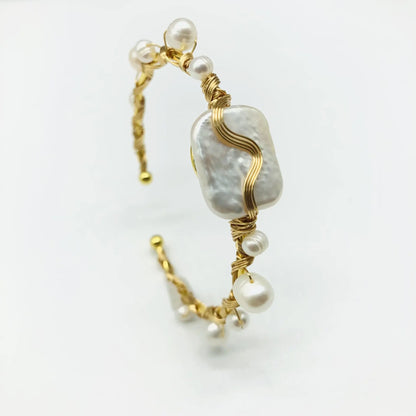 Natural Freshwater Pearl Handmade Wire-wrapped Bracelet Angel Wishes