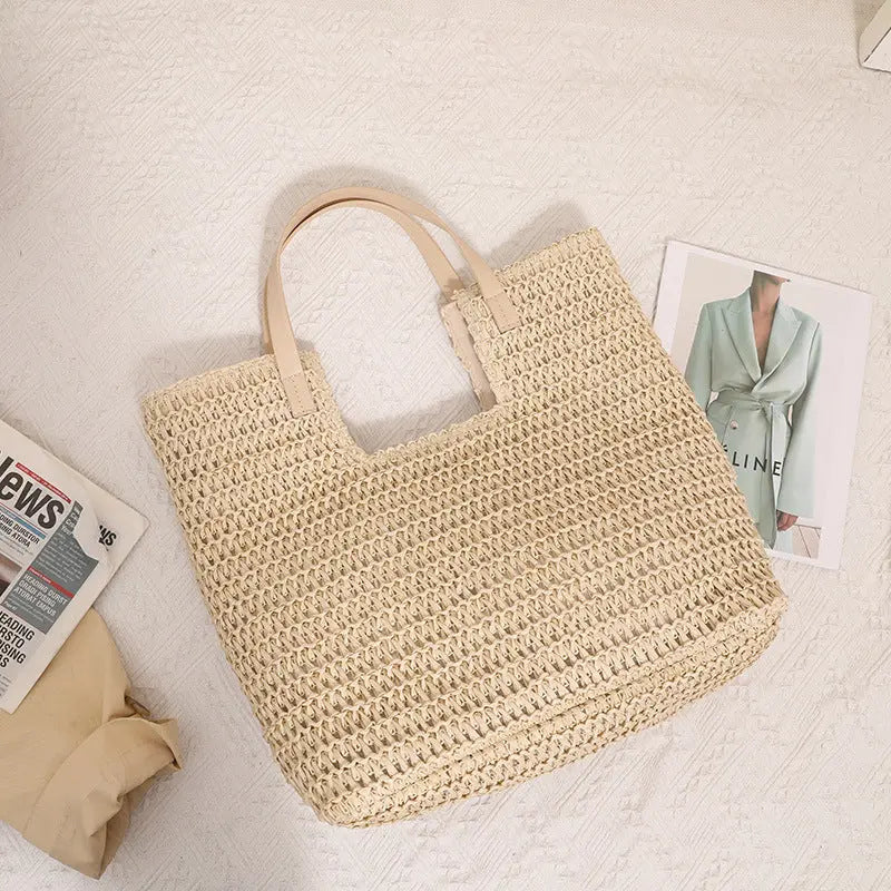 New One-shoulder Straw Simple Large Capacity Beach Bag Angel Wishes