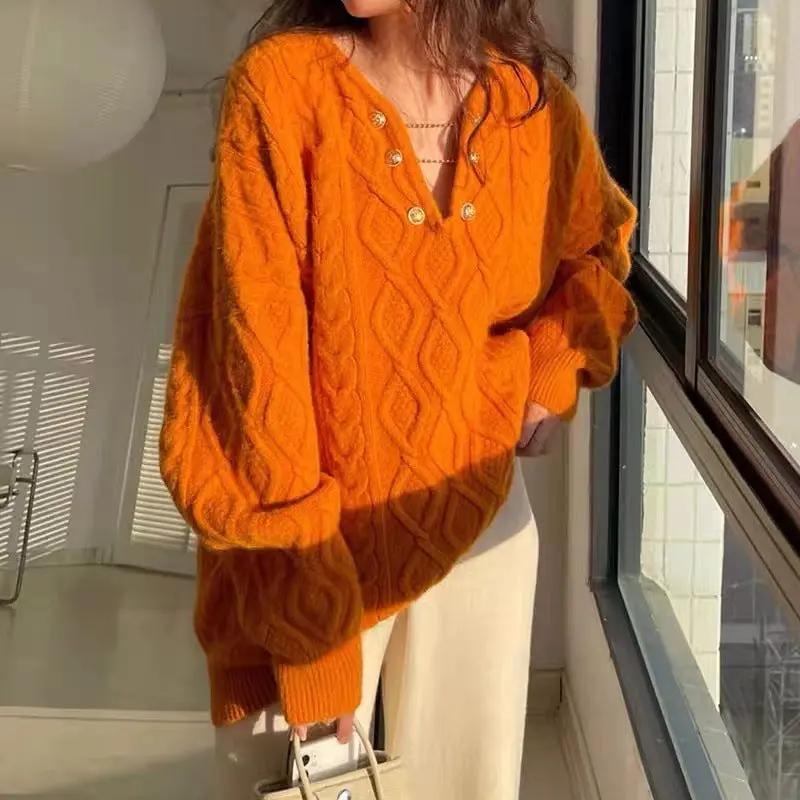 Cable-knit Pullover Mid-length Sweater Angel Wishes