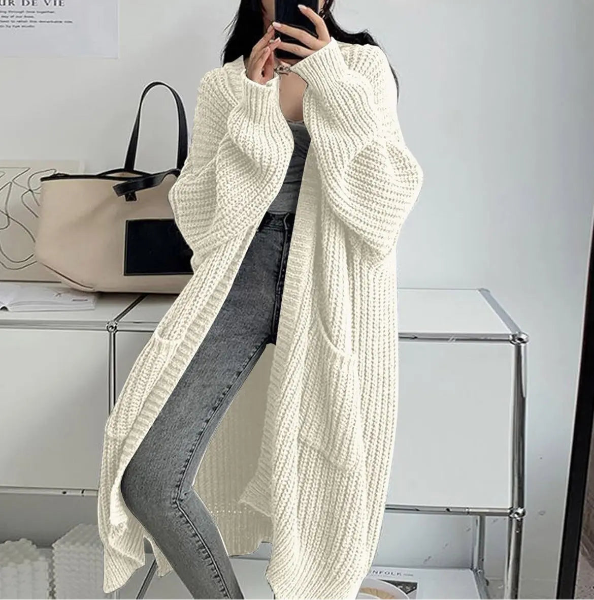 Loose Thick Knitted Cardigan Coat - Angel Wishes