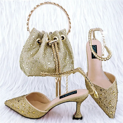 Shoe Bag Set Combination Pointy Back Empty Sandals Same Style Hand-held Diamond Angel Wishes