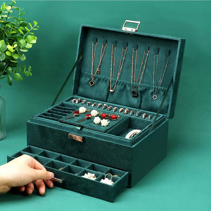 3 Layer Grey Jewellery Box Organizer Rings Necklaces Jewellry Storage Case Box Angel Wishes