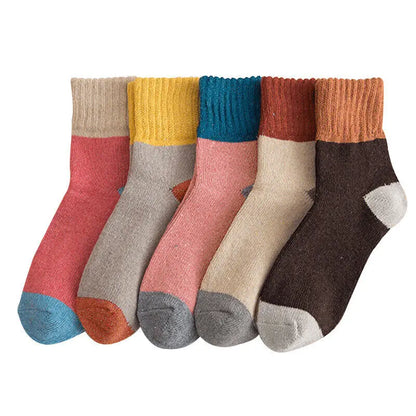 5 Pairs Womens Thick Socks Wool Thermal Warm Knitting Nordic Ladies Socks Winter Angel Wishes