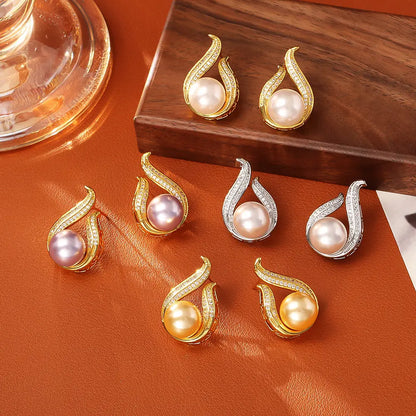 Glass Pearl Stud Earrings High-end Fashion Exquisite Angel Wishes