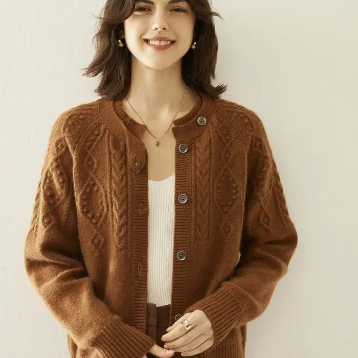 Cashmere Thick Knit Cardigan Sweater For Women Angel Wishes