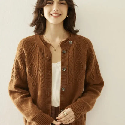 Cashmere Thick Knit Cardigan Sweater For Women Angel Wishes