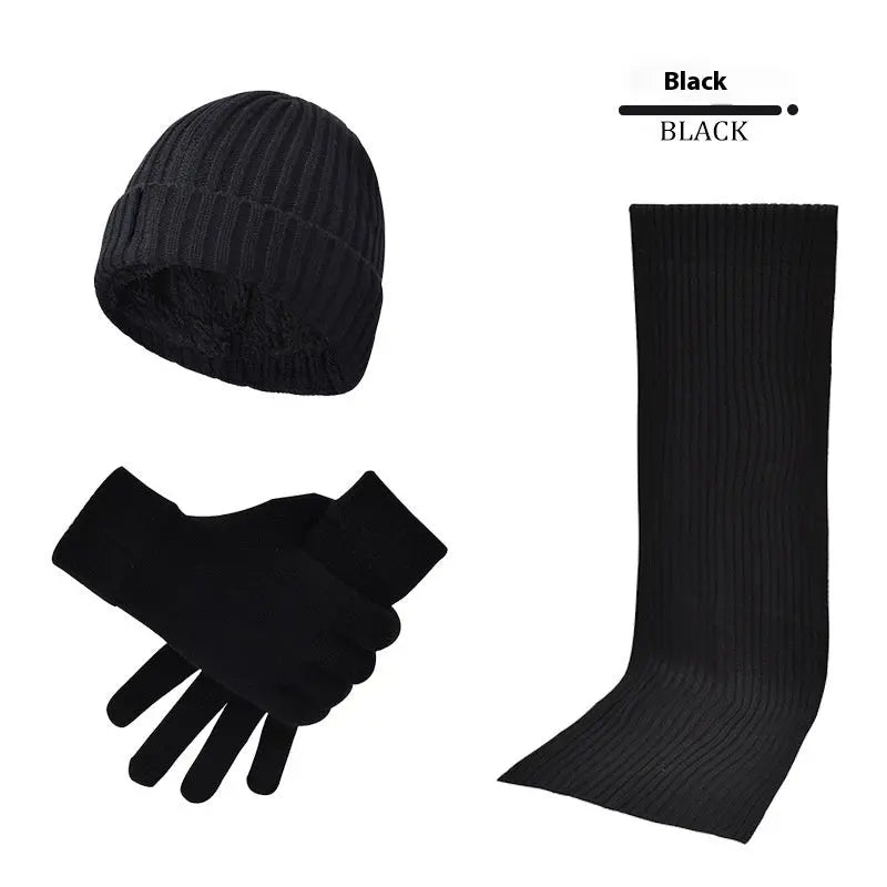 Men's And Women's Knitted Thickened Warm Wool Hat Scarf Gloves Three-piece Set Angel Wishes