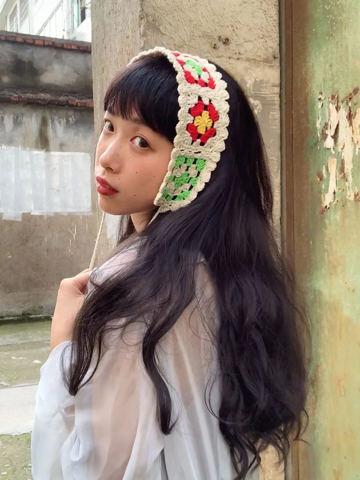 Girl's Colorful Hair Band Handmade Crochet Fashion Color Contrast Hair Accessories Cotton Braided Ear Warmer Wear Matching Headband For Women Angel Wishes