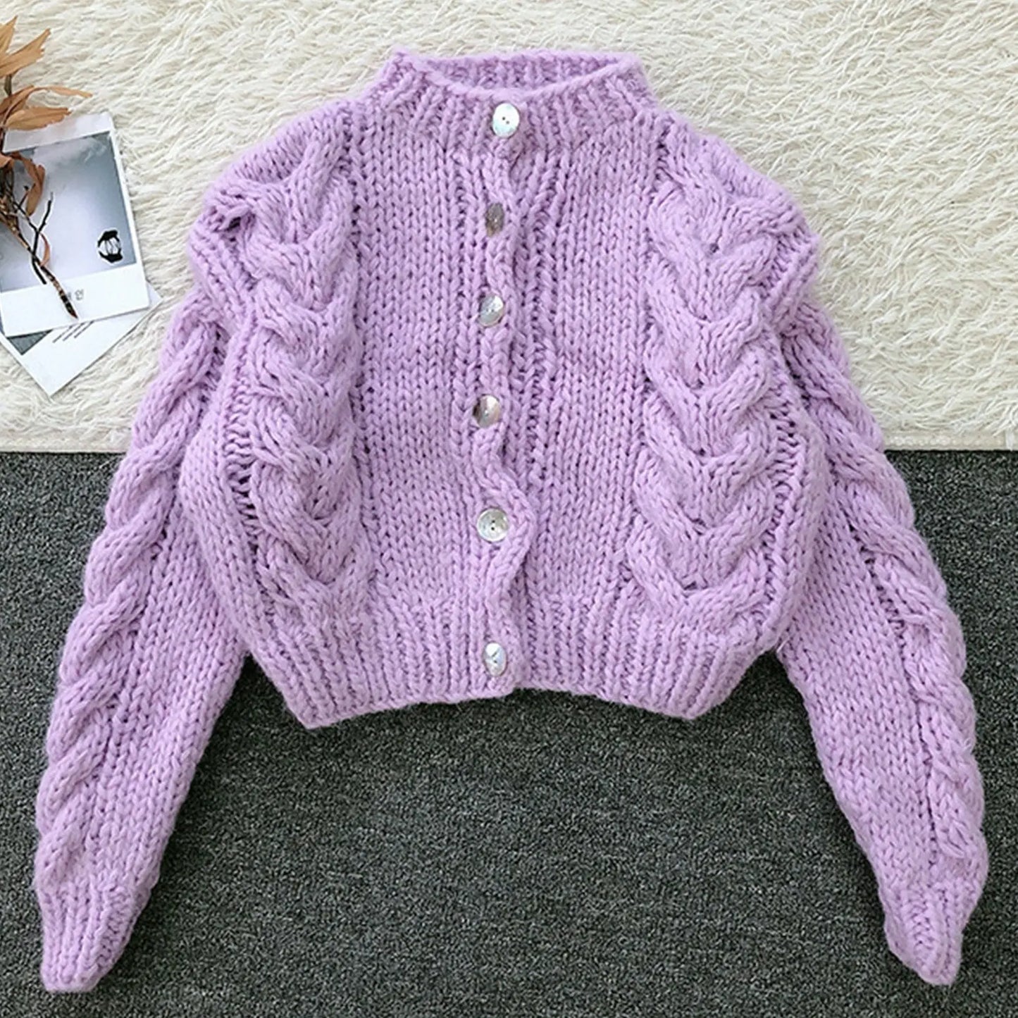 Hand-knit Wool Loose Cardigan Angel Wishes
