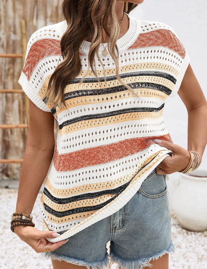 Women's Summer Top Crochet Cap Sleeves Angel Wishes