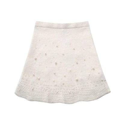 Decorated Pearls Knitwear Mini Skirt Angel Wishes