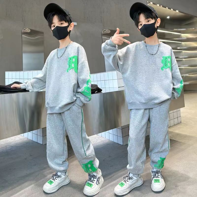 Suit Middle Boys' Clothes Sports Sweater Two-piece Set Angel Wishes