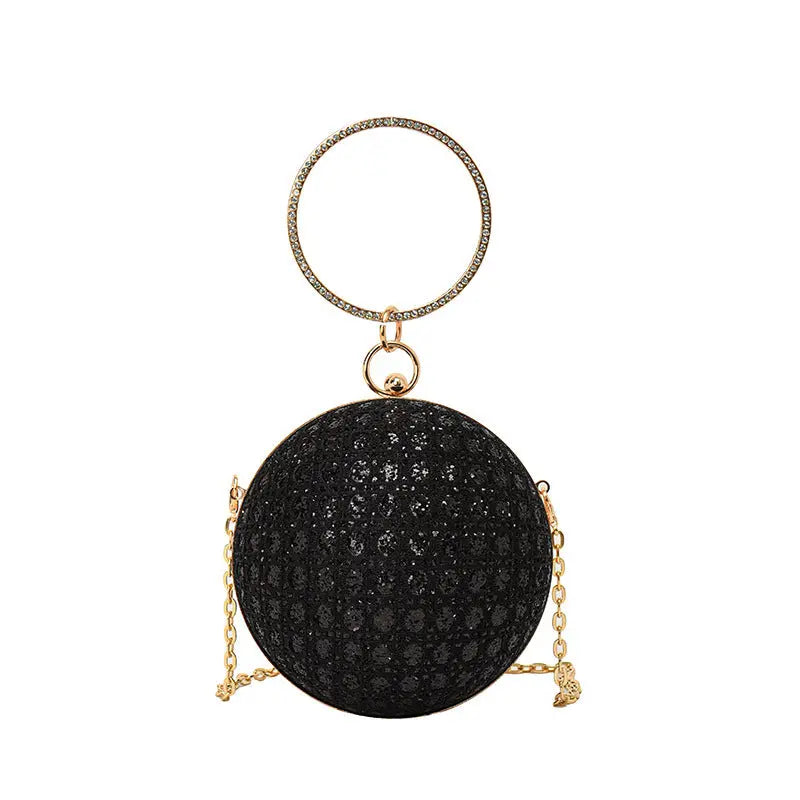 Diamond Retro Shoulder Bag Women's Crossbody Chain Ball Small Round Bag Angel Wishes