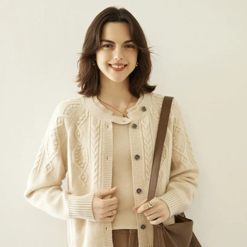 Cashmere Thick Knit Cardigan Sweater For Women Angel Wishes