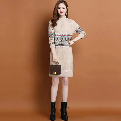 Thermal Head Cover Half Turtleneck Mid-length Bottoming Sweater Women's Woolen Skirt Angel Wishes