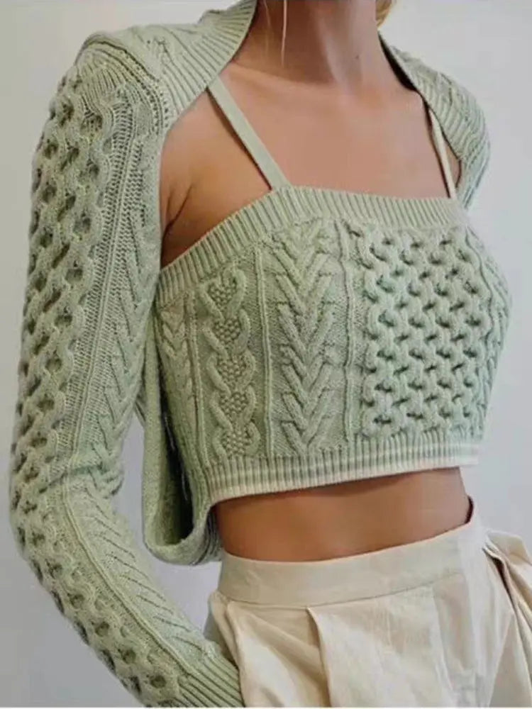 Fake Two-Piece Stretch Knit Sweater Angel Wishes