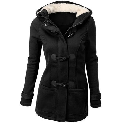 warm winter fur collar jackets women new horn button Long down coat women parka Plus Size female parka hoodies Women Angel Wishes