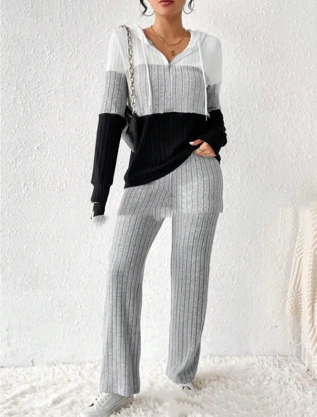 Hooded Zipper Trousers And Top Angel Wishes