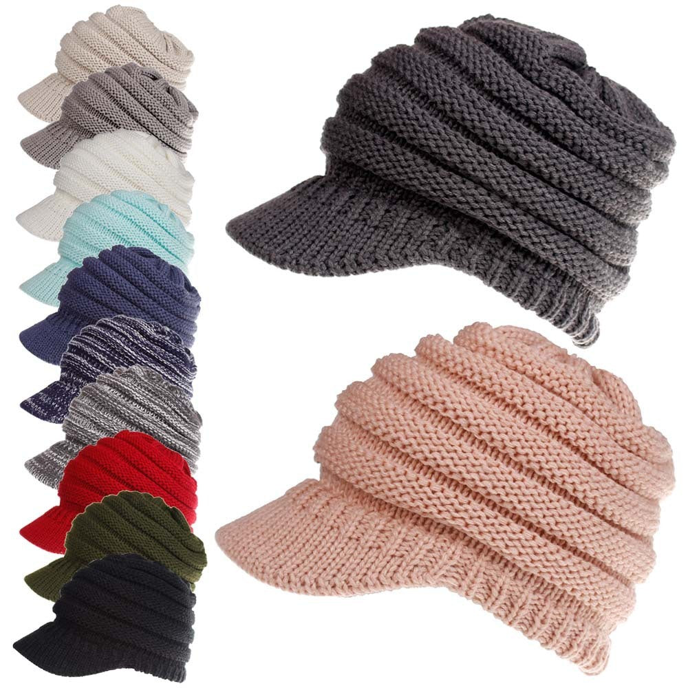 Women Soft Knitted Ponytail Beanies Angel Wishes