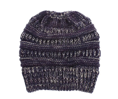 Mixed Color Knitted Wool Hat Ladies Non-labeled Ponytail Hat Angel Wishes