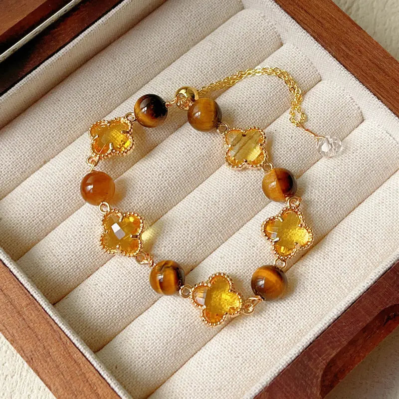 Natural Amethyst Citrine Alloy Bracelet Angel Wishes