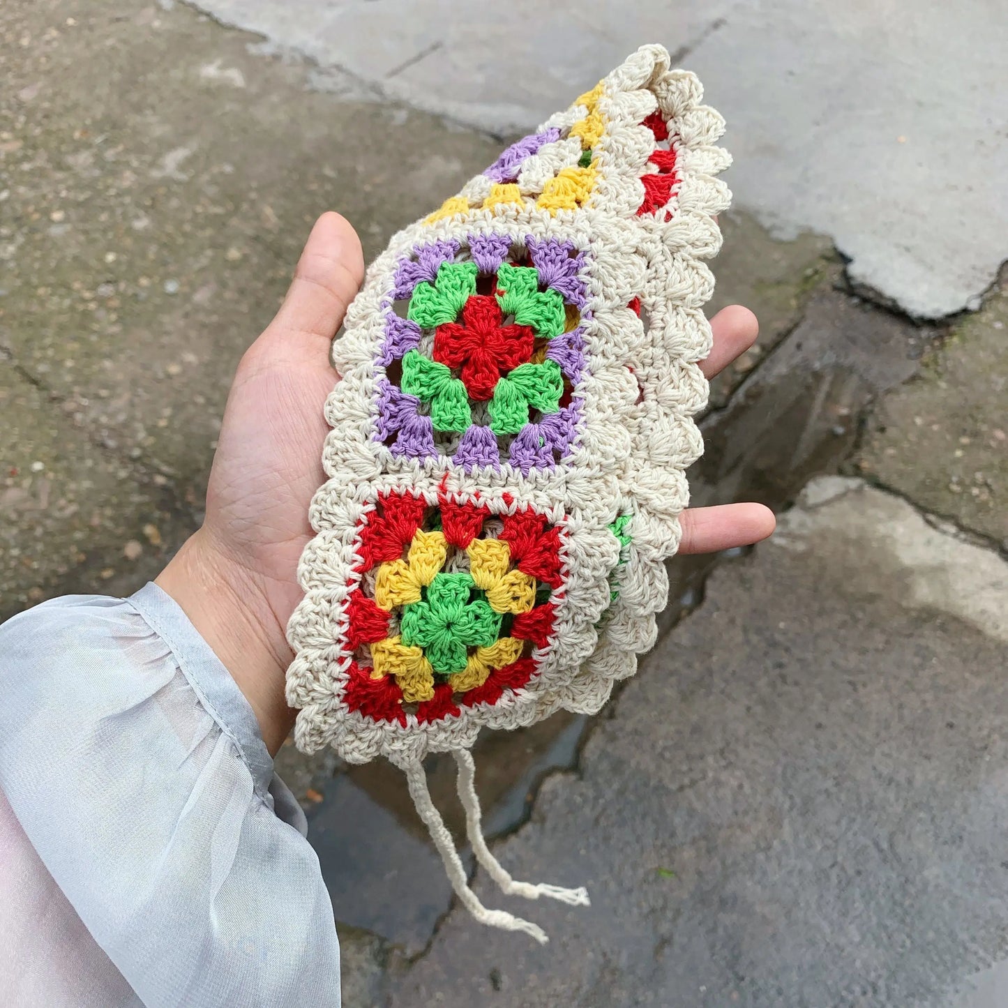 Girl's Colorful Hair Band Handmade Crochet Fashion Color Contrast Hair Accessories Cotton Braided Ear Warmer Wear Matching Headband For Women Angel Wishes