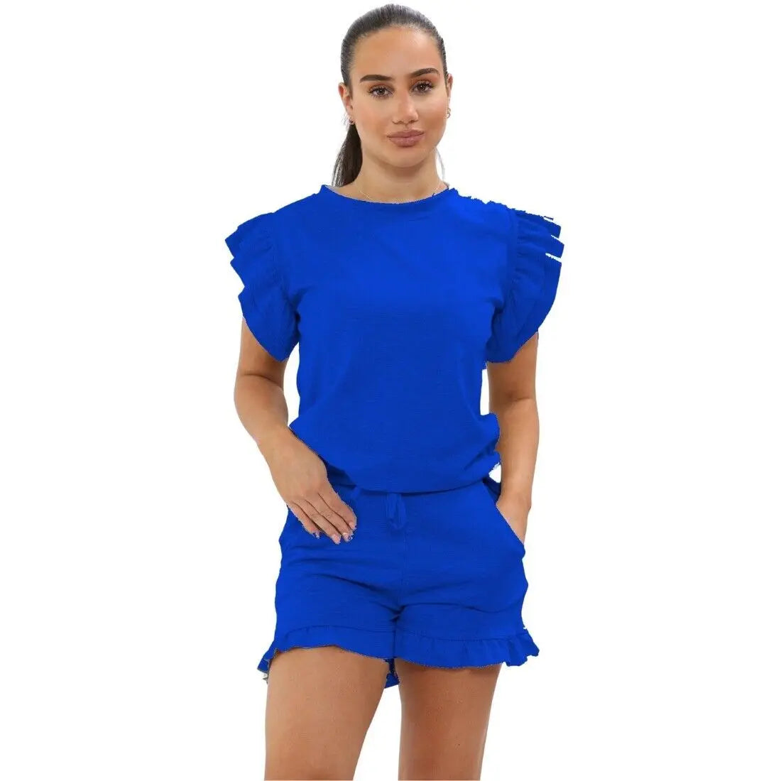 Ladies Top And Short 2 Piece Tracksuit Set Angel Wishes
