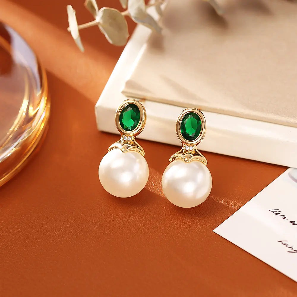 High-grade Ruby Pearl Stud Earrings Fashion Simple Angel Wishes