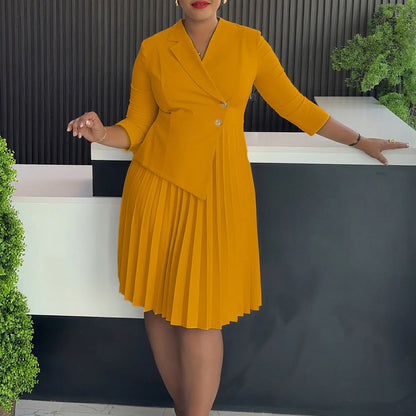 Plus Size Fashionable Elegant Pleated Dress Angel Wishes
