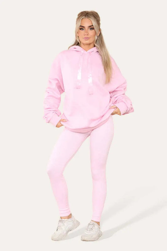 Oversized Ruched Sleeves Hoodie With Satin Ribbon Angel Wishes
