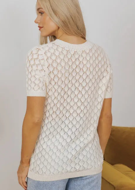 Hollow Out Crochet Short Sleeve Top Angel Wishes