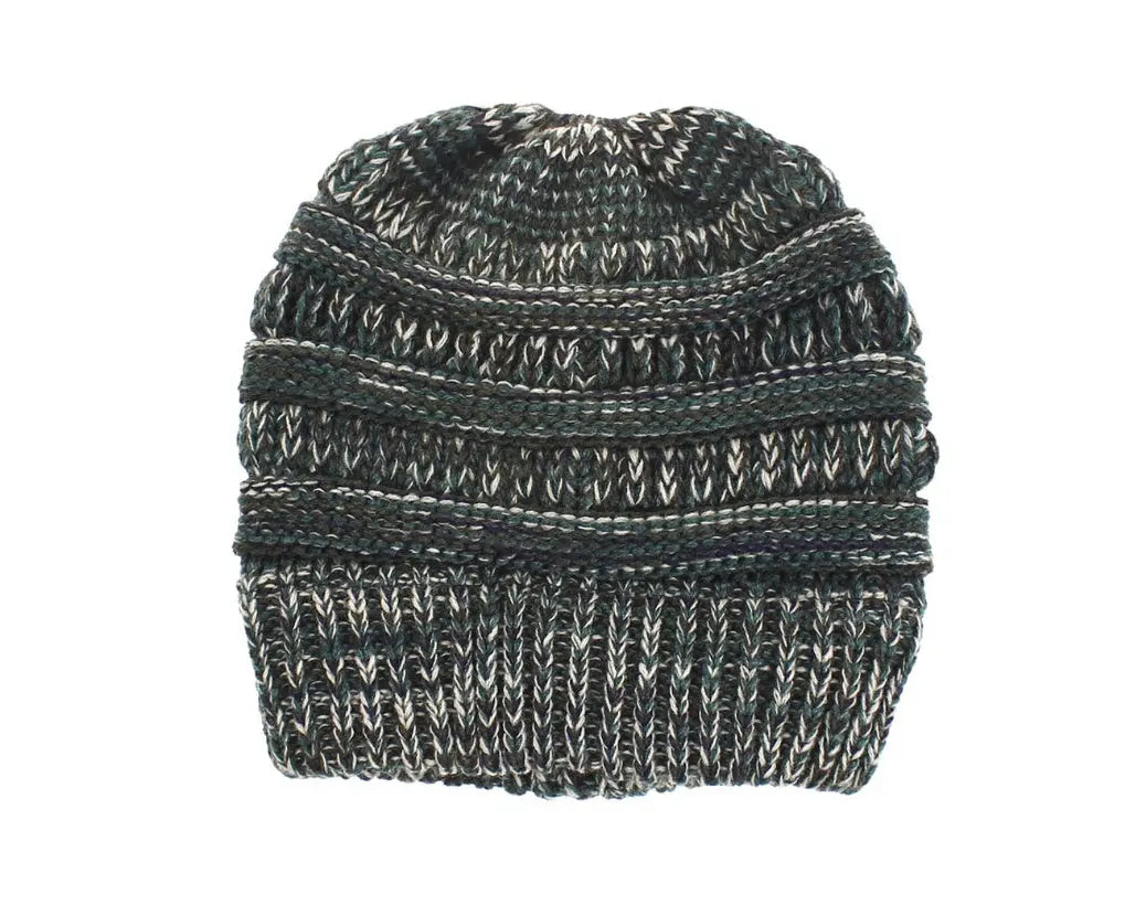 Mixed Color Knitted Wool Hat Ladies Non-labeled Ponytail Hat Angel Wishes
