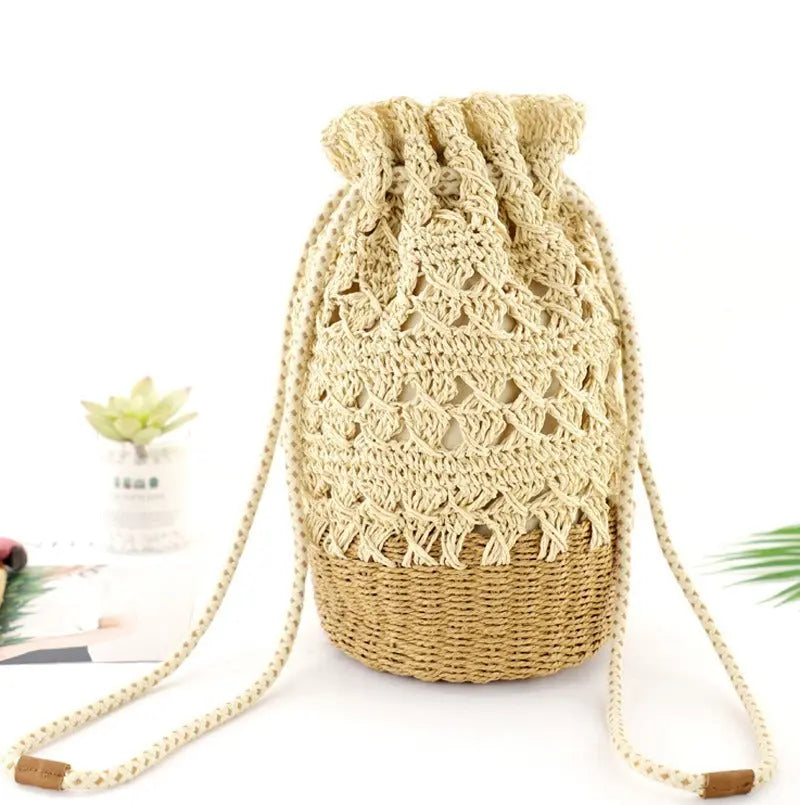 Ladies straw bucket bag Angel Wishes