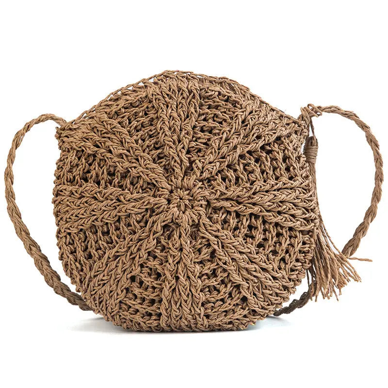 Hollow round straw bag Angel Wishes